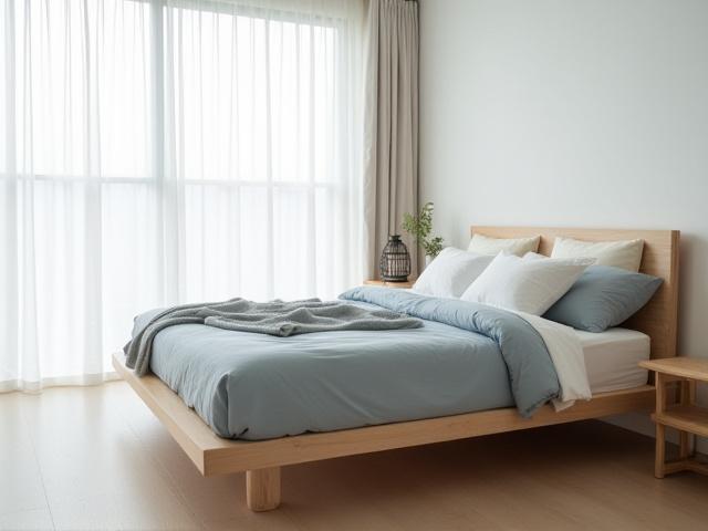 ミニマリストベッドフレーム - 静寂な寝室空間