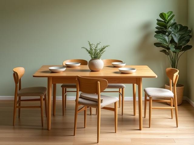 エコウッドダイニングテーブル - 自然素材の温もり